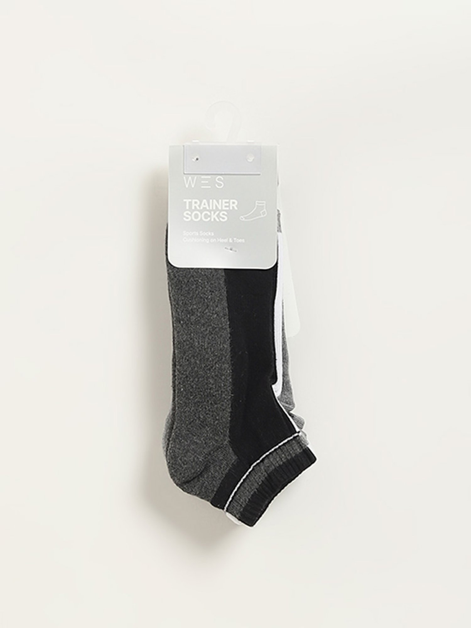 WES Lounge by Westside Grey Printed Trainer Socks - Pack of 3
