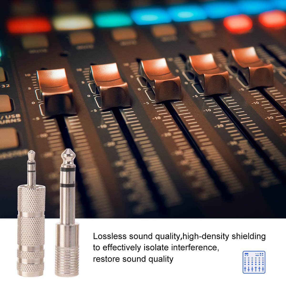 1 Bag 2 Sets 6.5MM Male to 3.5MM Female Jack Plug Audio Headset Plug Adapter Recording Adapter 6.5 3.5 Converter (Golden Silver)