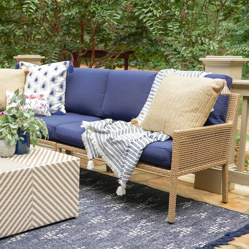 Riviera 5pc Wicker Patio Sectional Set - Navy - Leisure Made