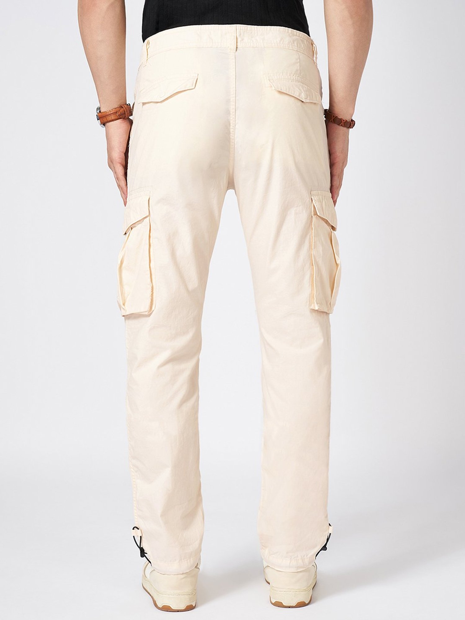 Urban Ranger by Pantaloons Ivory Cotton Regular Fit Solid Cargo