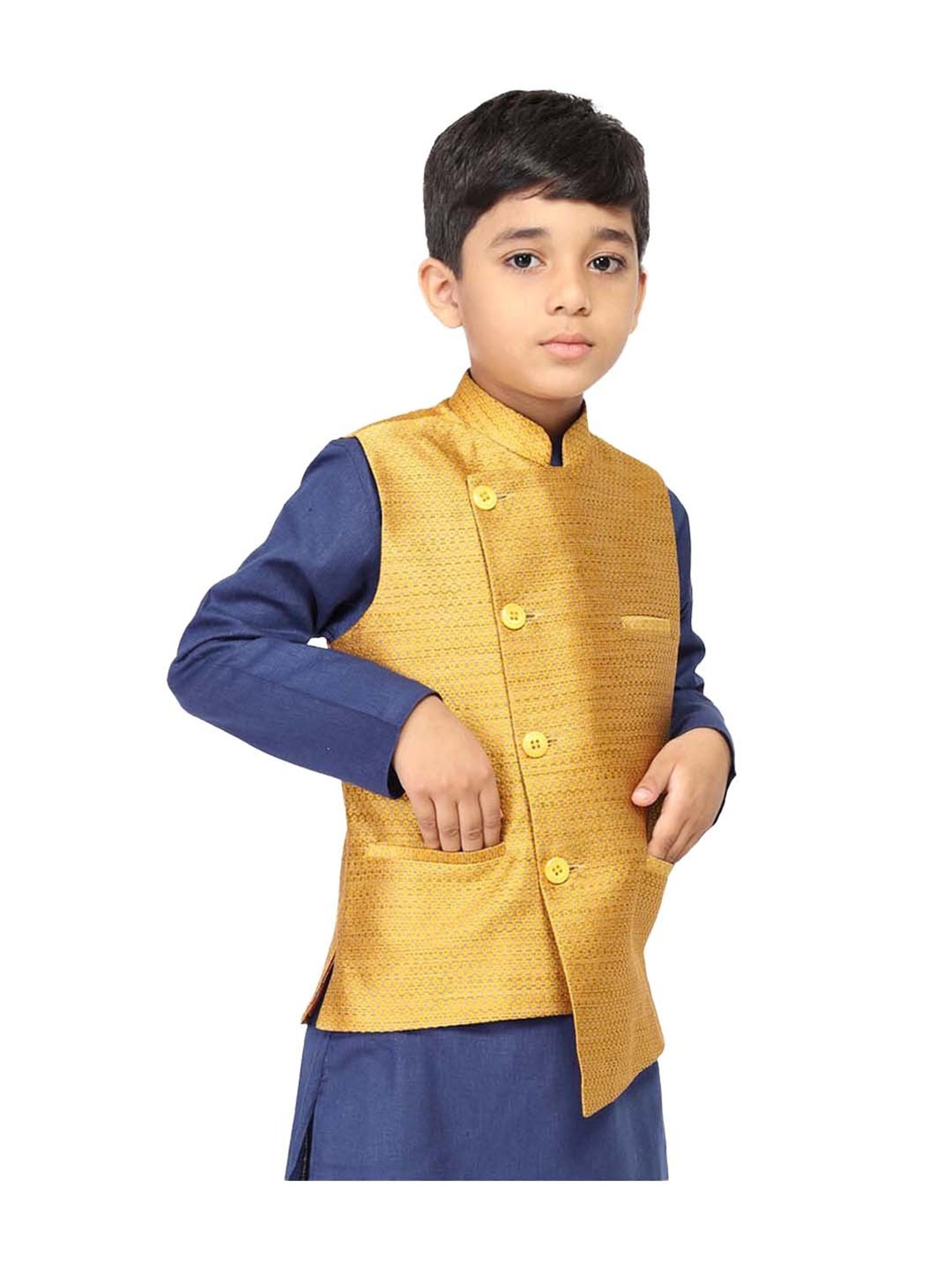 TABARD Kids Yellow Regular Fit Nehru Jacket