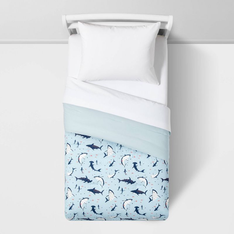 Toddler Shark Cotton Comforter Set Blue - Pillowfort™