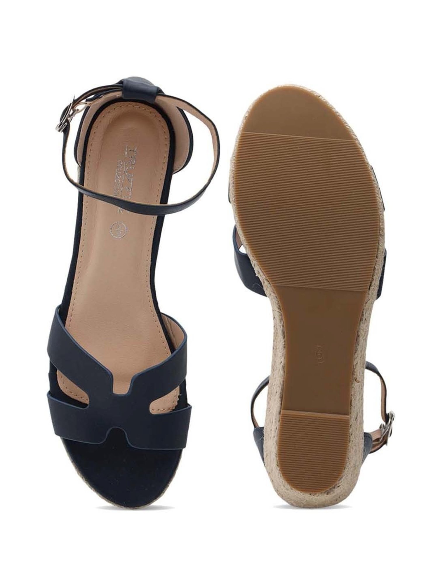 Truffle Collection Women's Blue Ankle Strap Wedges