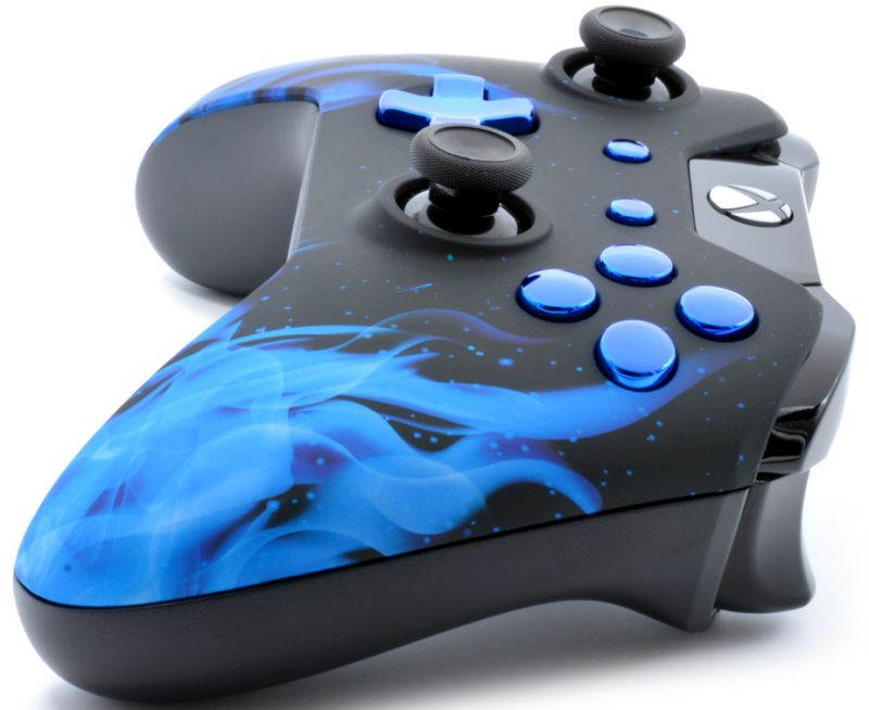 "Soft Touch Blue Fire " Xbox One Rapid Fire Custom Modded Controller for COD BO3, Destiny, GOW 4, Battlefield 1: Quick Scope, Drop Shot, Auto Run, Sniped Breath, Mimic, More (3.5 mm jack)