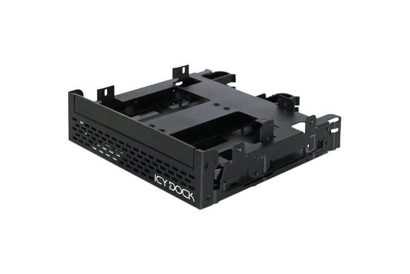 Icy Dock FLEX-FIT Quinto MB344SPO Drive Enclosure for 5.25" IDE, Serial ATA, SAS External - Black - 4 x HDD Supported - 4 x SSD Supported