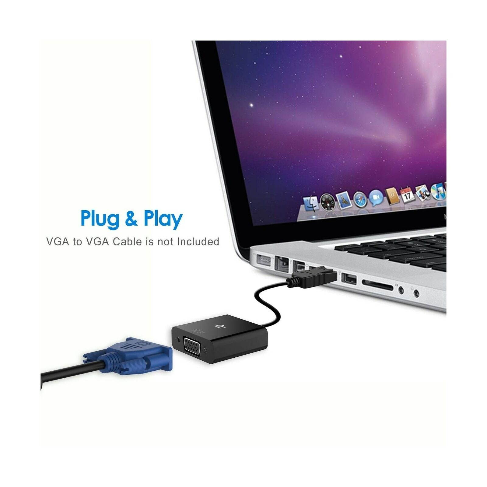 Rankie DisplayPort (DP) to VGA Adapter, Gold Plated Converter, Black