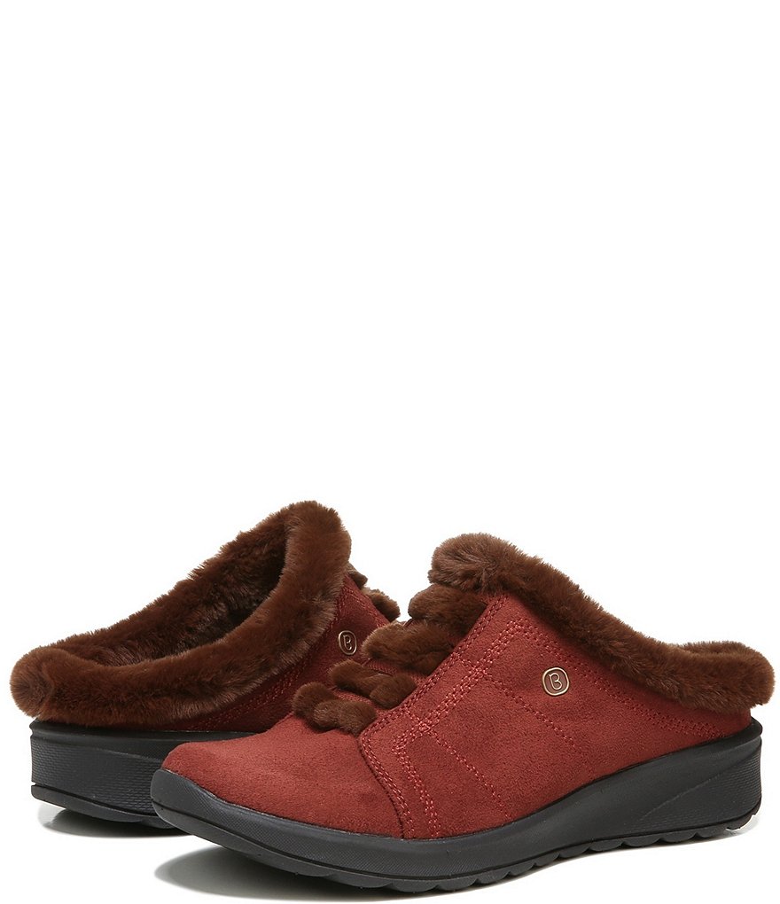 Bzees Golden Cozy Washable Slip-On Stretch Fabric Faux Fur Mules