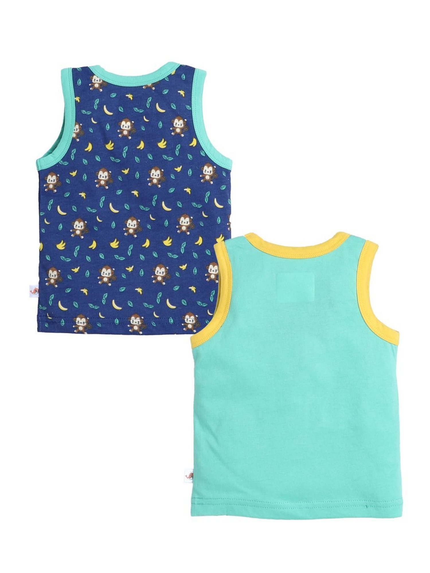 Bumzee Kids Navy & Green Printed T-Shirts (Pack Of 2)