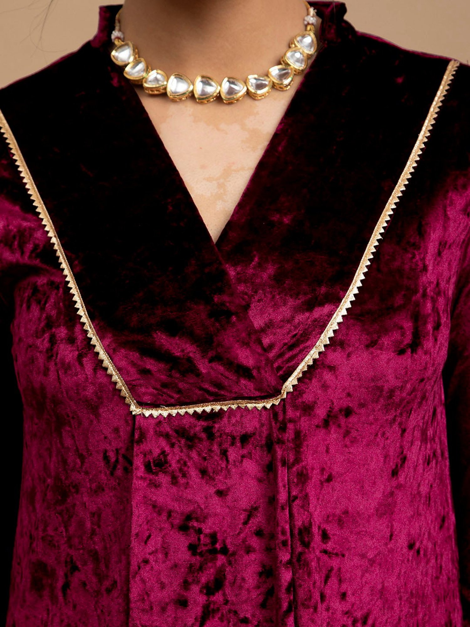 Pink Fort Maroon Regular Fit Kurta