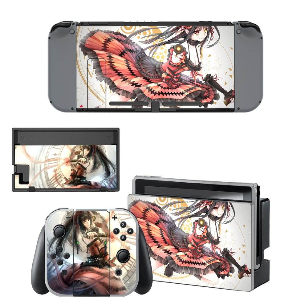 Anime Cute Girl Tokisaki Kurumi Skins for Nintendo Switch Skin Sticker for Nintendoswitch console Joy-Con Controller Stickers