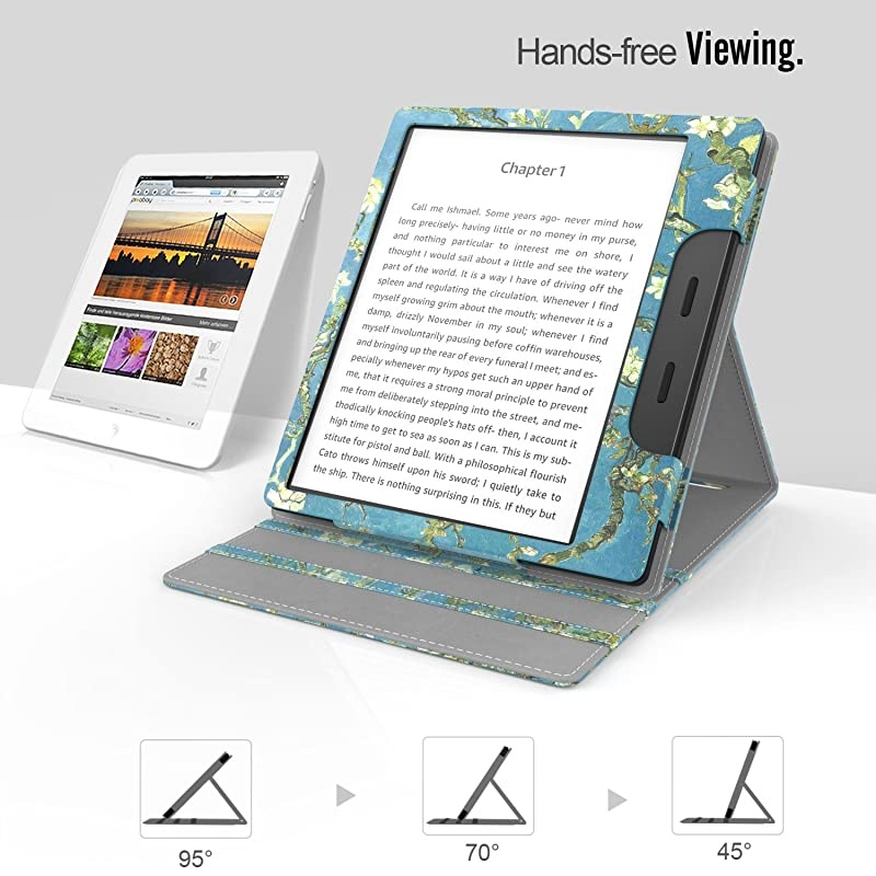 Case Fits AllNew Kindle Oasis 9th and 10th Generation ONLY 2017 and 2019 Release Multi Angle Viewing Vertical Flip Cover with Auto WakeSleep Almond Blossom