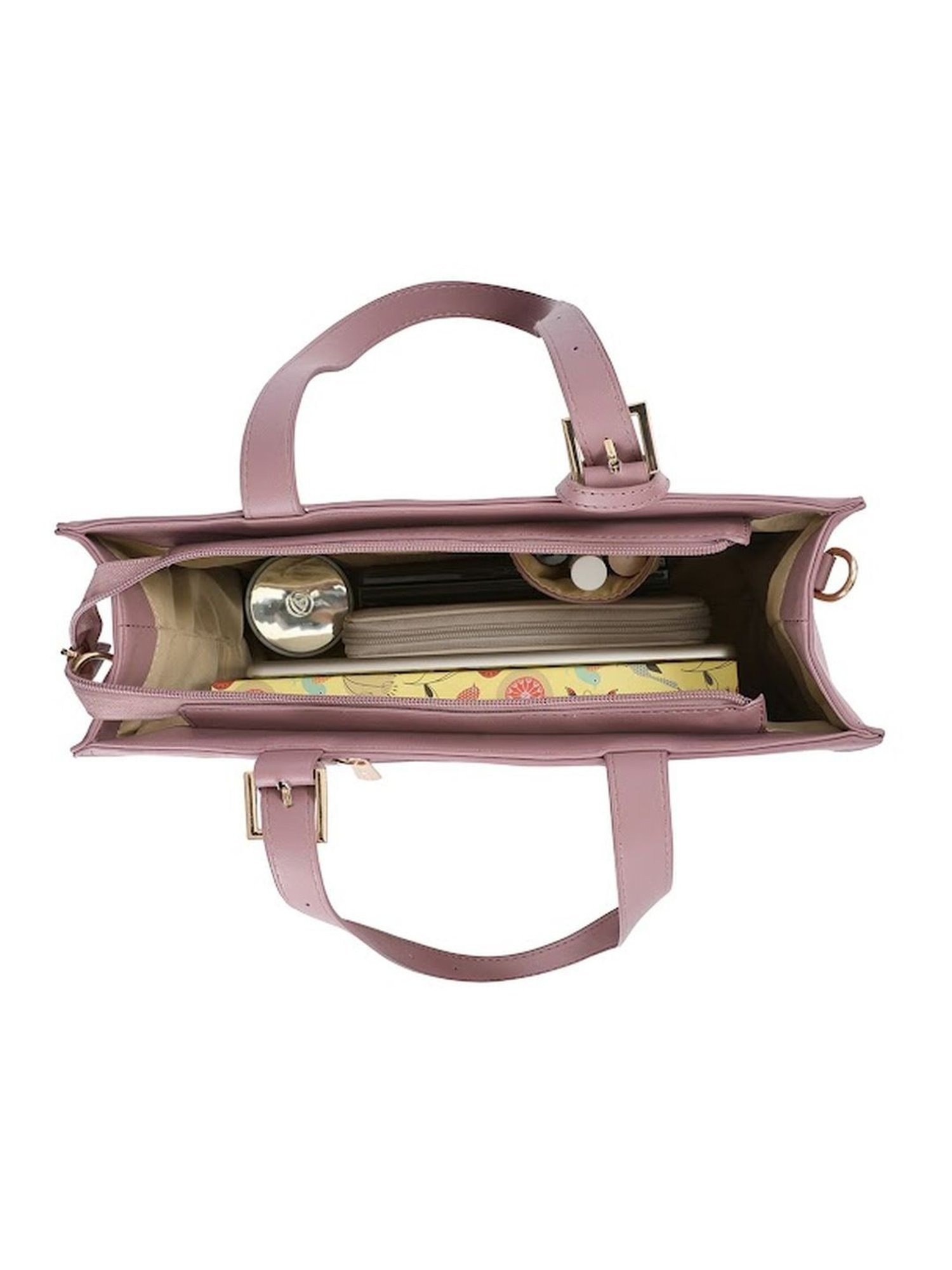 Sugarush Martha Pink PU Solid Tote Handbag