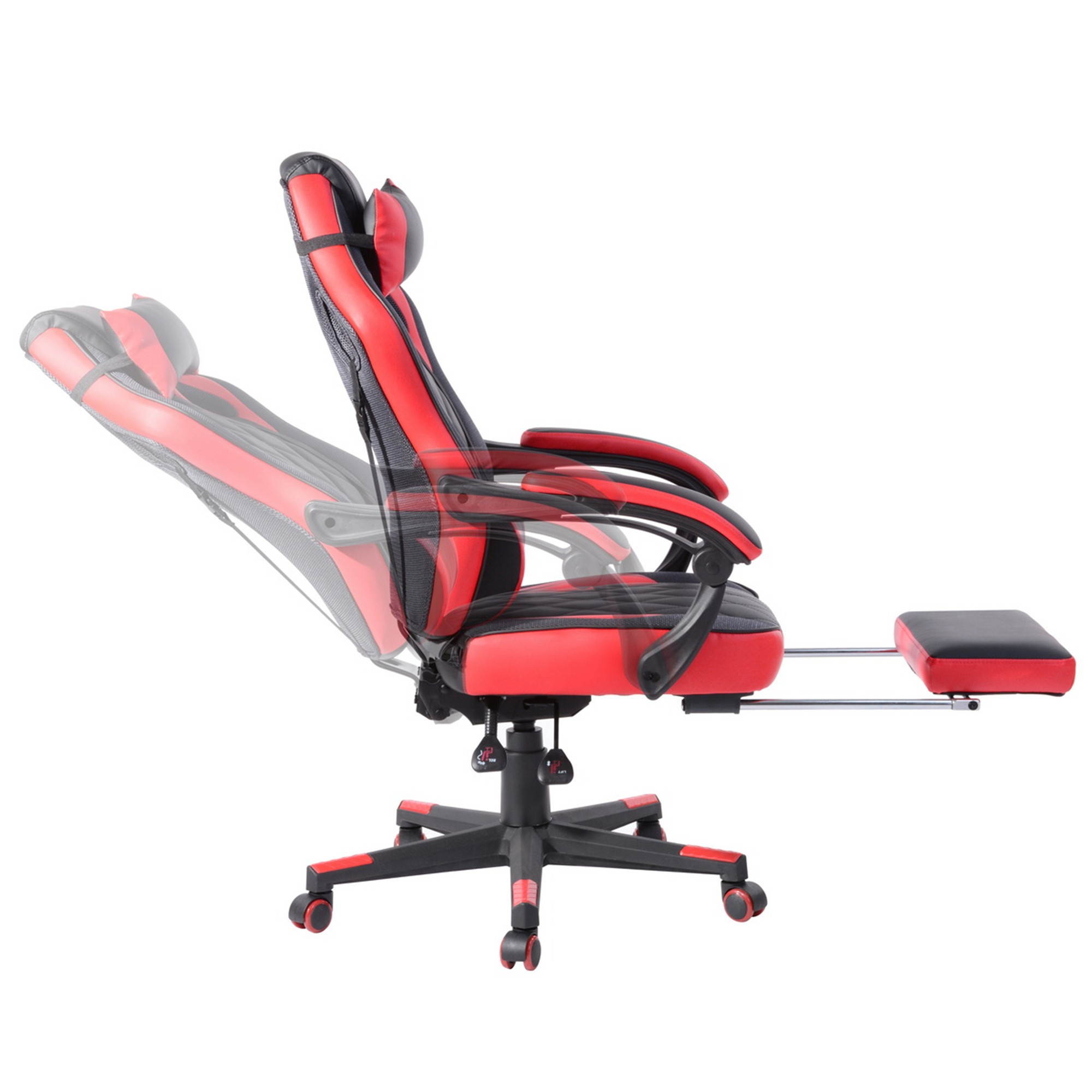 FurnitureR Gaming Chair Ergonomic High Back Computer Chair with Height Adjustment, Footrest and Headrest, Red