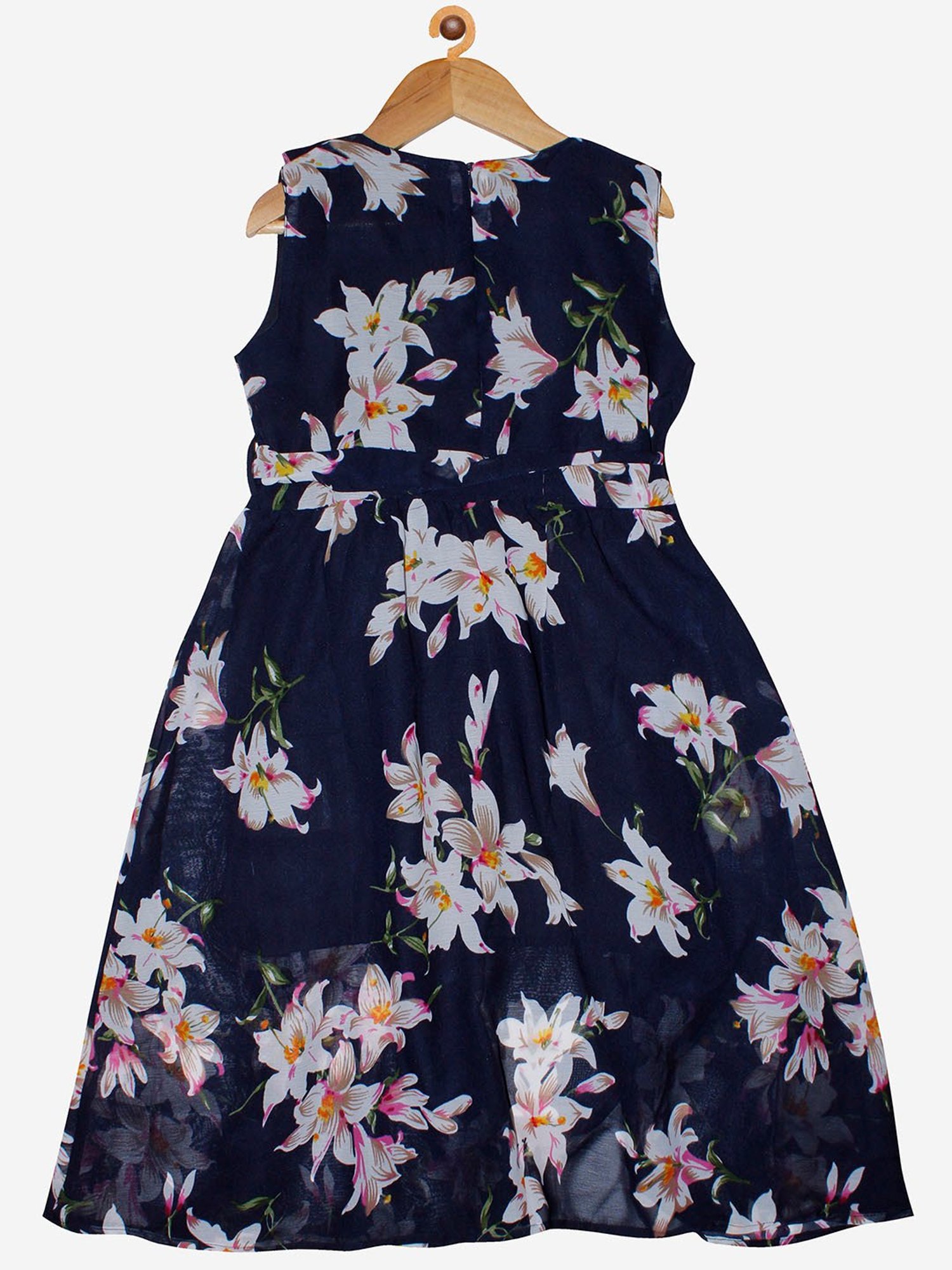 Kiddopanti Kids Navy Floral Print Dress