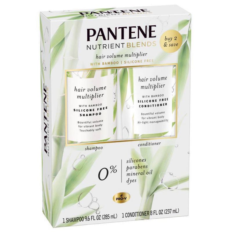 Pantene Nutrient Blends Hair Volume Multiplier with Bamboo Shampoo and Conditioner Dual Pack For Fine Hair