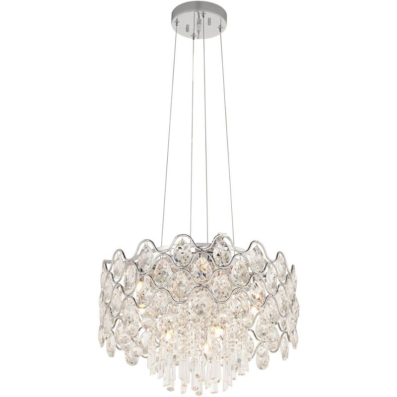 Vienna Full Spectrum Chrome Pendant Chandelier 19" Wide Round Clear Crystal Fixture for Dining Room House Foyer Kitchen Island