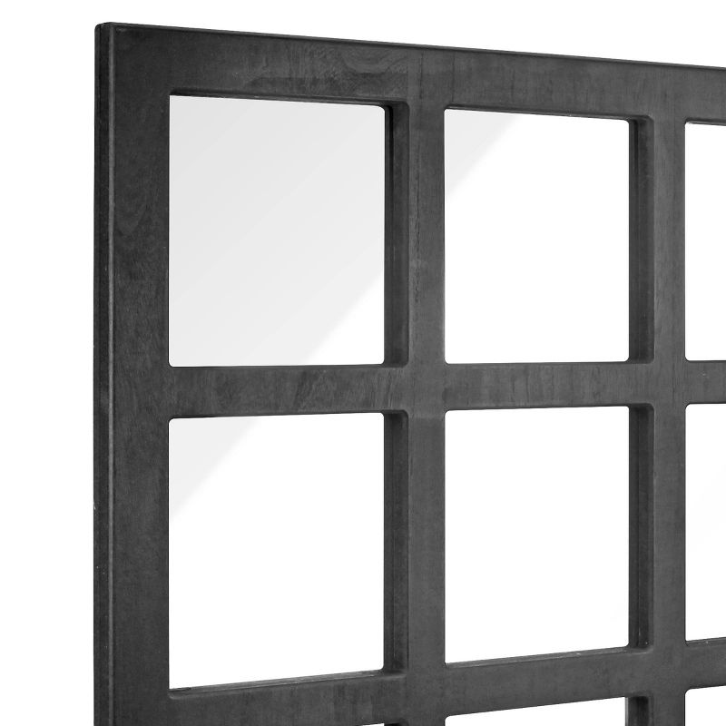 23.5" x 23.5" Rustic 9-Panel Window pane Decorative Wall Mirror Black - Stonebriar Collection