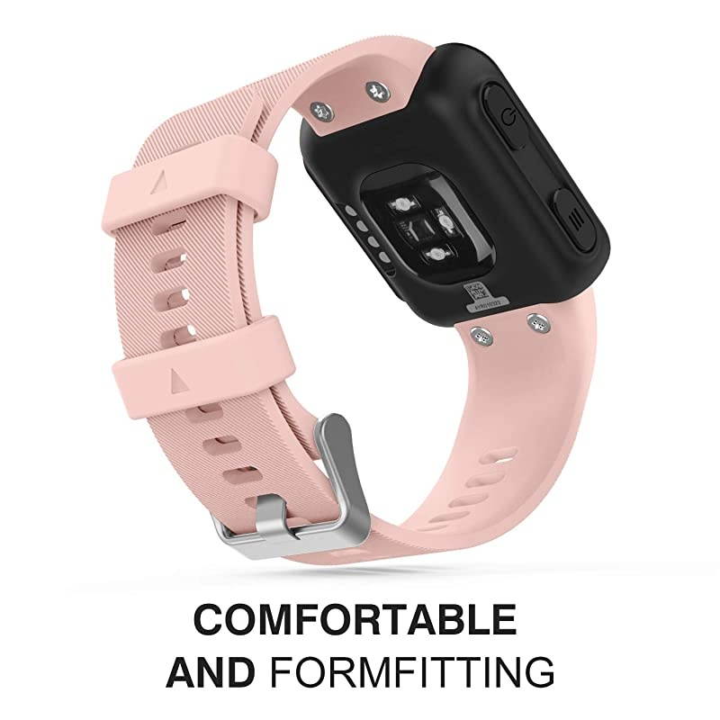 Compatible with Forerunner 35 Watch Band Soft Silicone Replacement Watch Band Sport Bracelet Strap with 6pcs Screws and 2pcs Screwdrivers for Forerunner 35 GPS Running Smart Watch Pink