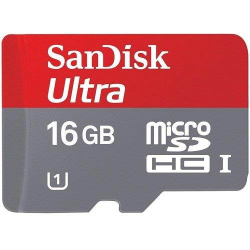 Sandisk Ultra micro SDHC Micro SD UHS-1 TF Memory Card 16GB 16G (Two Pack 16GB x2 =32GB) Class 10 w/ (1) Micro SD to Sd Adapter & Everything But Stromboli Memory Card Reader