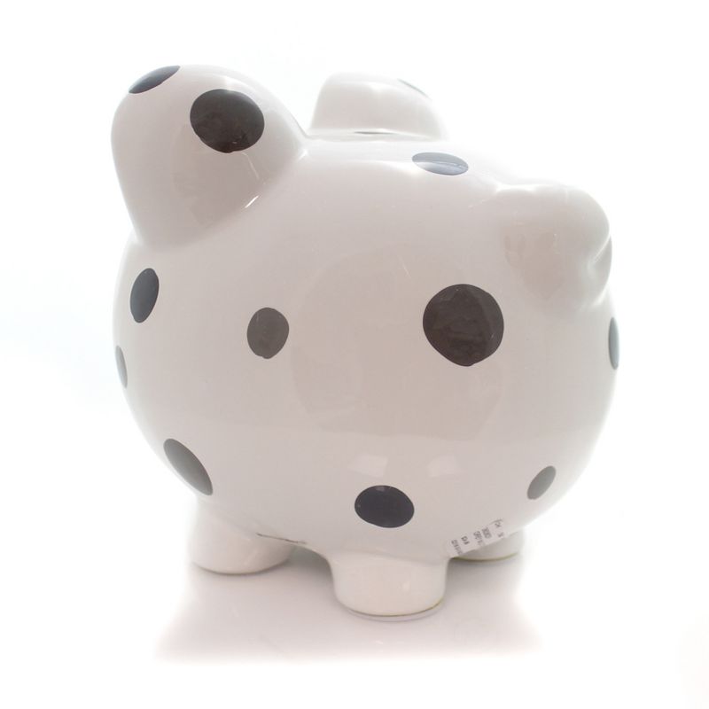 Bank 7.75" Grey Multi Dot Bank Hand Painted  -  Decorative Banks