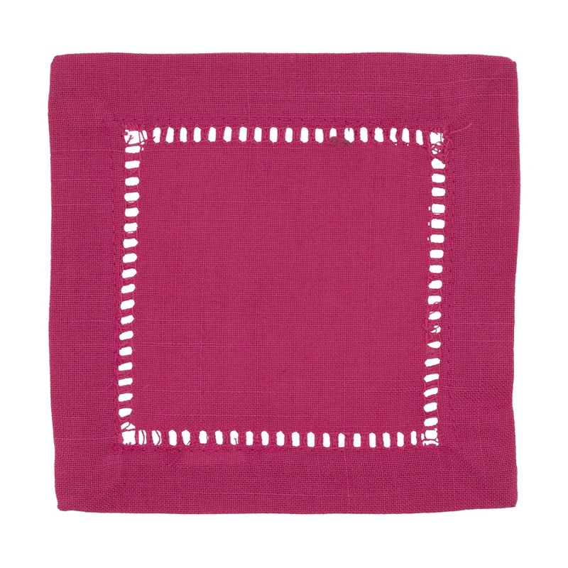 Saro Lifestyle Cocktail Napkin With Hemstitch Border Design (Set of 12)