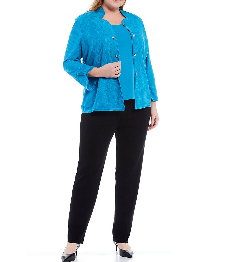 Ali Miles Plus Size Mixed Animal Print Open-Front Drop Needle Onion Skin Jacket