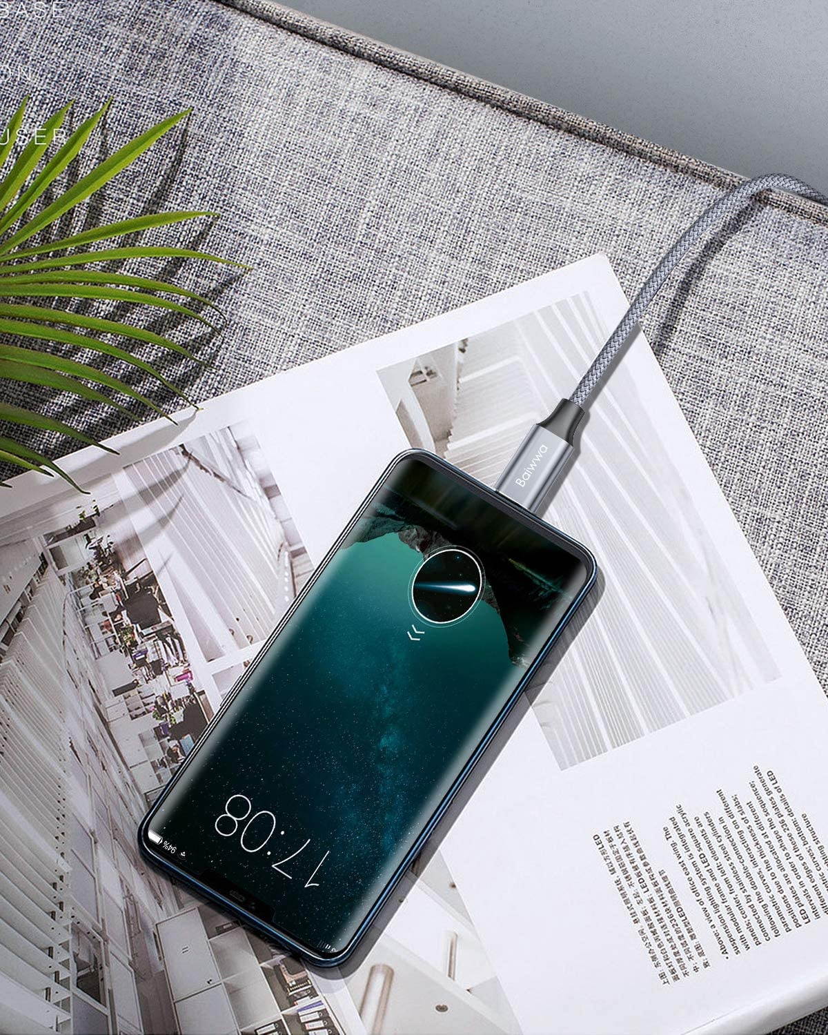 USB C Cable 3-Pack (1ft+3ft+6ft) Baiwwa 3.1A Fast Charging Cord USB A to Type C Cable Braided Charger Compatible with Samsung Galaxy S10e S20 S10 S9 Plus A10e A11 A20 A30 A40 A50 A51 A71 Note 20 10 9