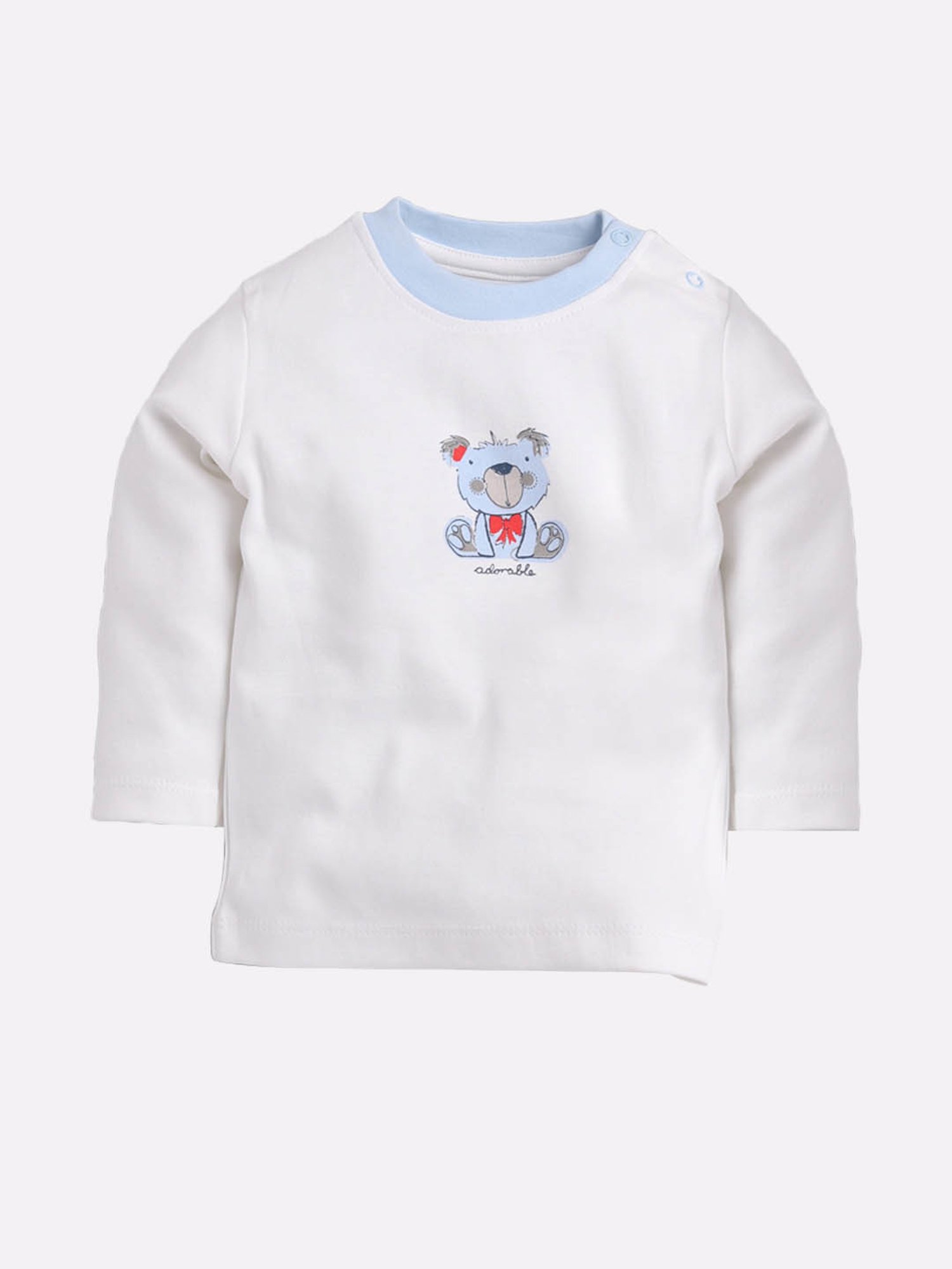 Baby Go Girls White & Blue Printed Top with Pyjamas