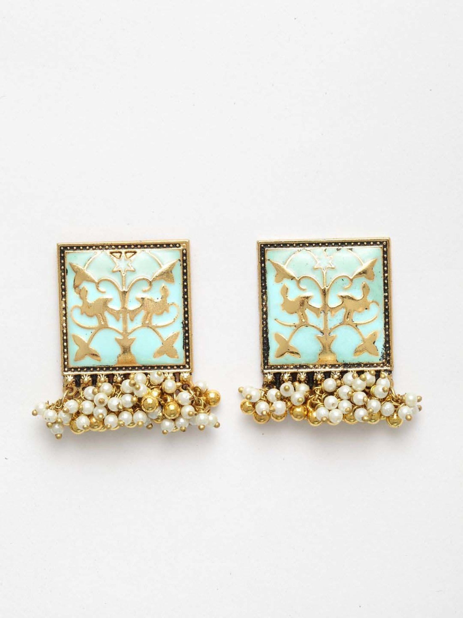 Panash Oxidized Silver-Plated Floral Shape Stud Earrings