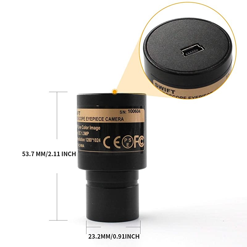 13 Megapixel Digital Camera for Microscopes Eyepiece Mount USB 20 Connection Color Photography and Video Windows and Mac Compatible