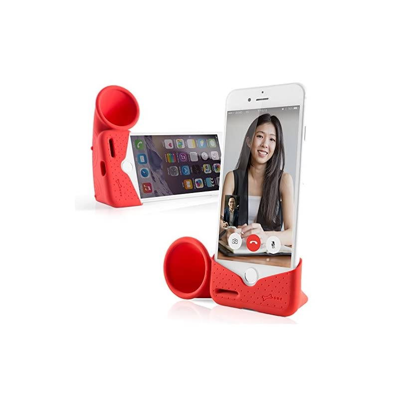 Collection Acoustic Sound Amplifier Phone Stand Speaker Desktop Dock Cradle for iPhone 11 amp 11 Pro Max XR amp XS Max iPhone 8 7 6 6s Plus Horn Stand Series Red Large