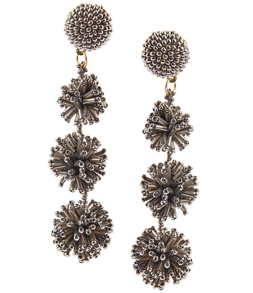 Ming Wang Metallic Pom Pom Drop Earrings