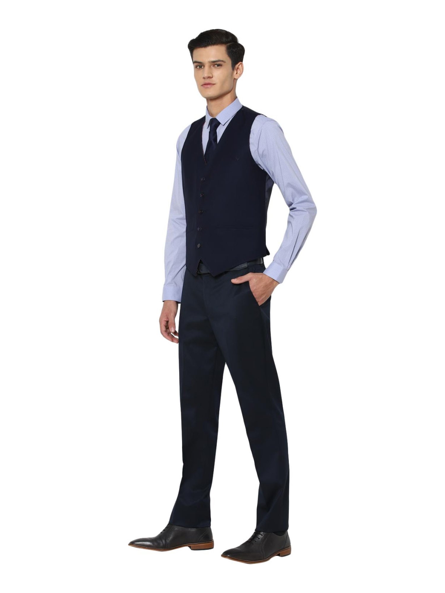 Allen Solly Navy Full Sleeves Slim fit Three Piece Suit