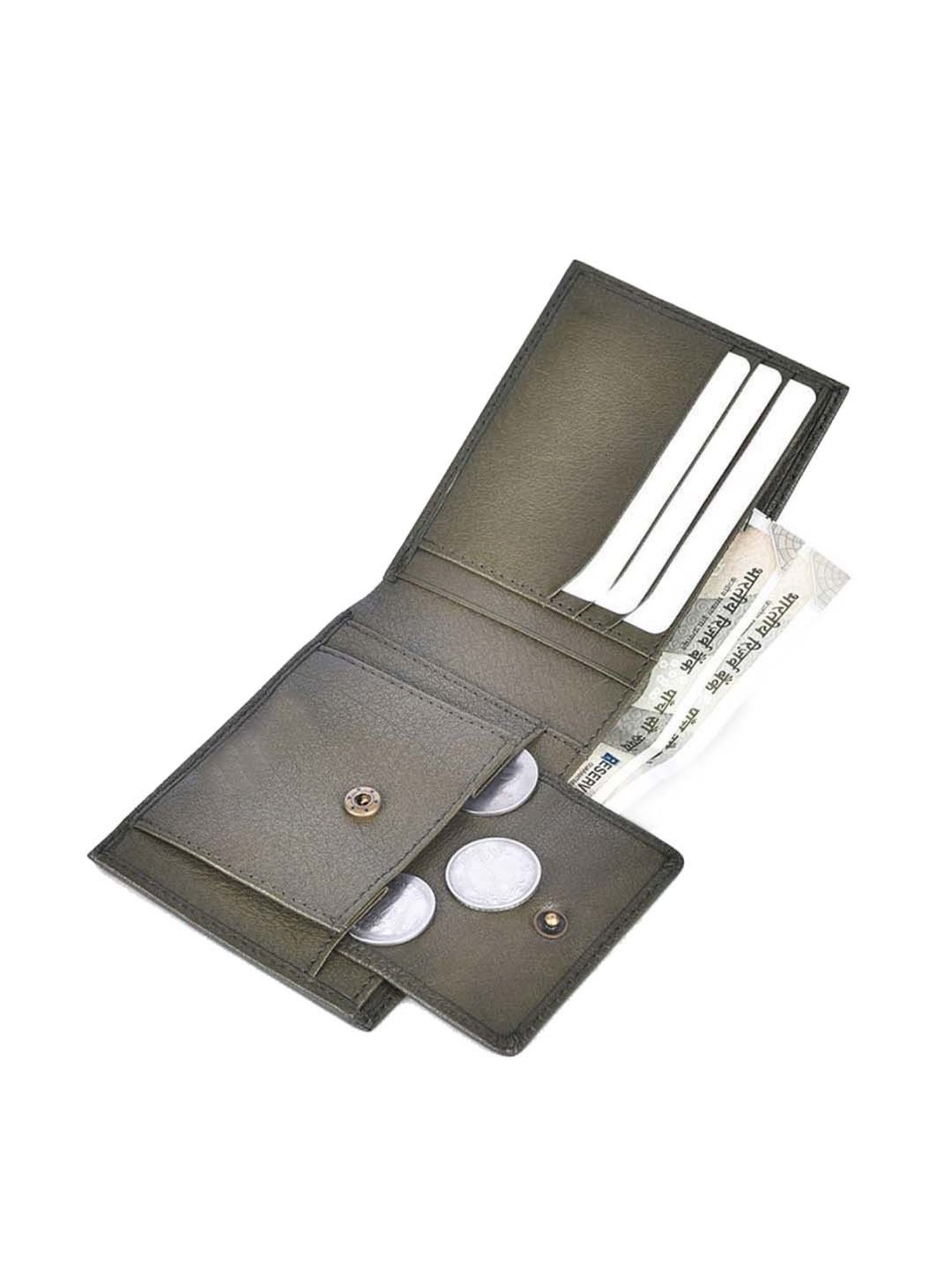 BELWABA Olive Casual Leather Bi-Fold Wallet for Men