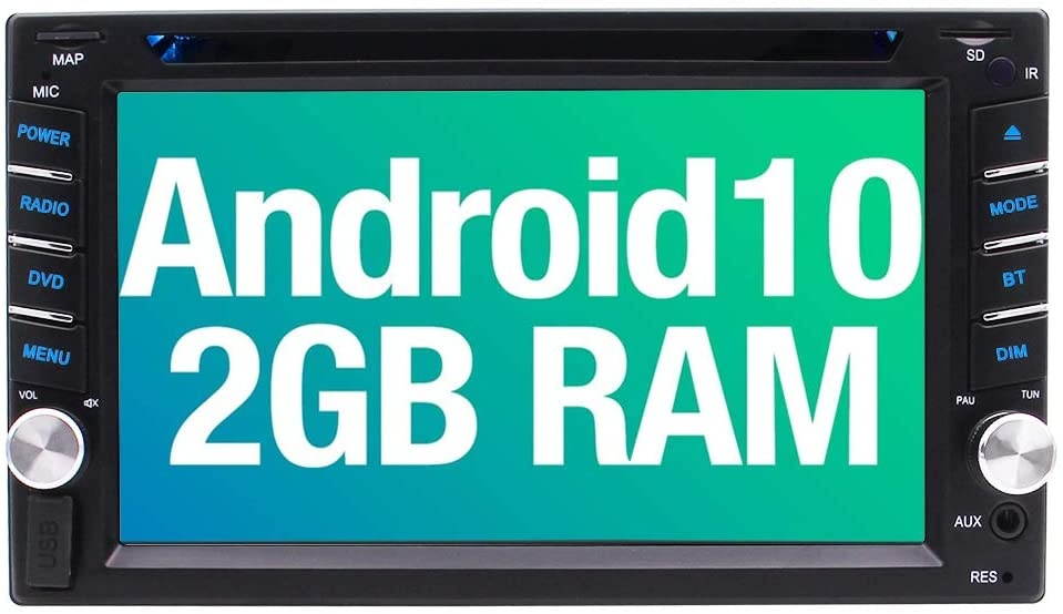 Android 10.0 Car Radio with Bluetooth Double Din Car Stereo Receiver,6.2 inch Car Video Music Player GPS Navigation SD USB AUX Input,Car Audio FM Radio,WiFi,Phone Mirror Link,Steering Wheel Control