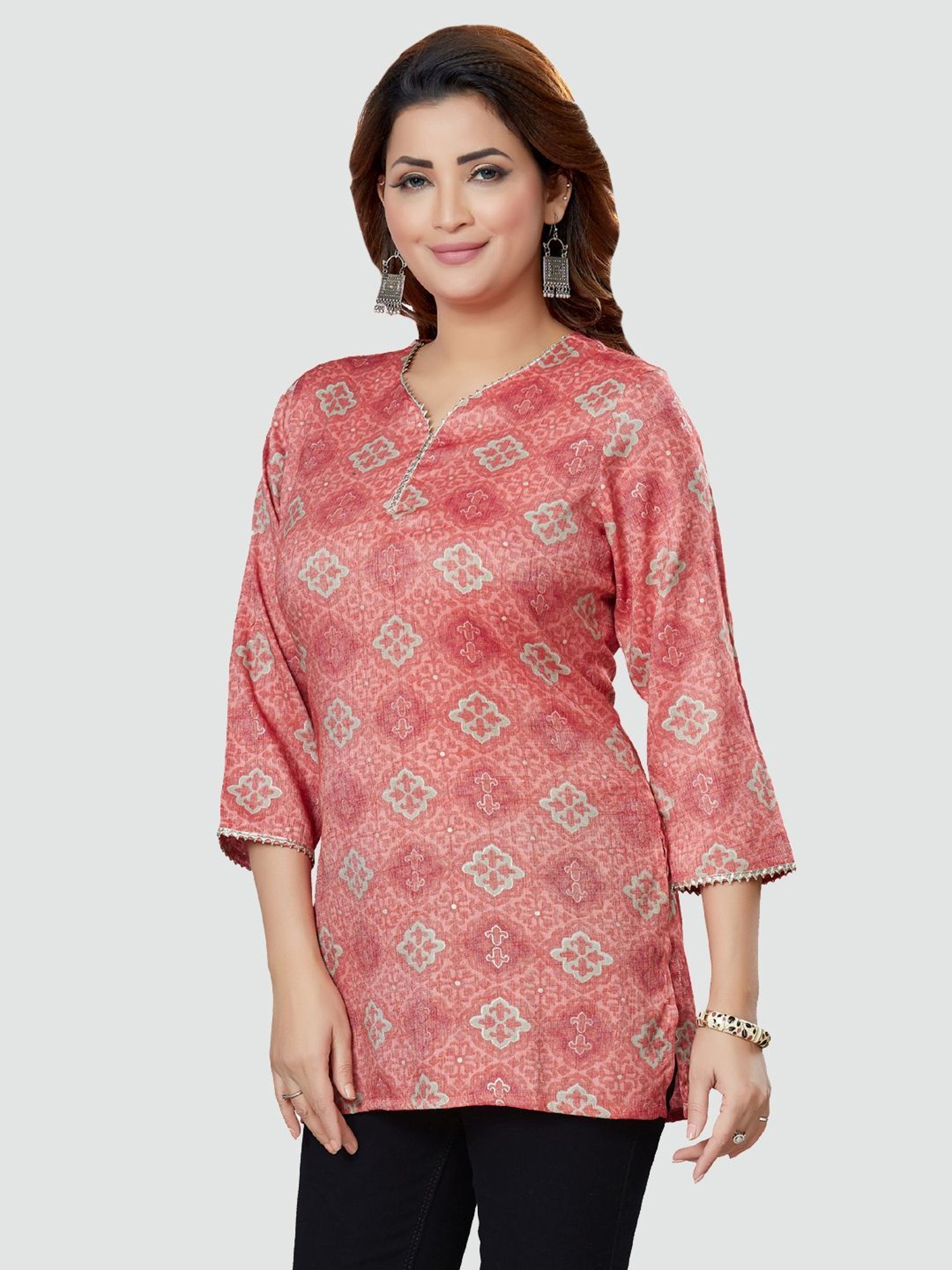 Saree Swarg Pink Printed Tunic