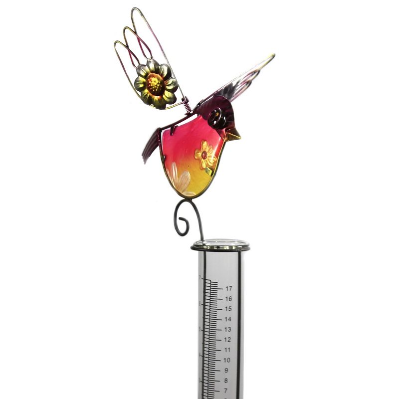 Home & Garden 39.0" Bird Rain Guage Stake Pink Measure Yard Decor Regal Art & Gift  -  Decorative Garden Stakes