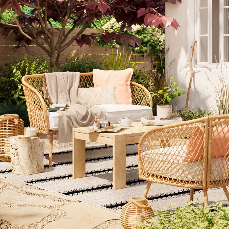 24" Decorative Throw Pillow DuraSeason Fabric™ Flanged Melon - Threshold™