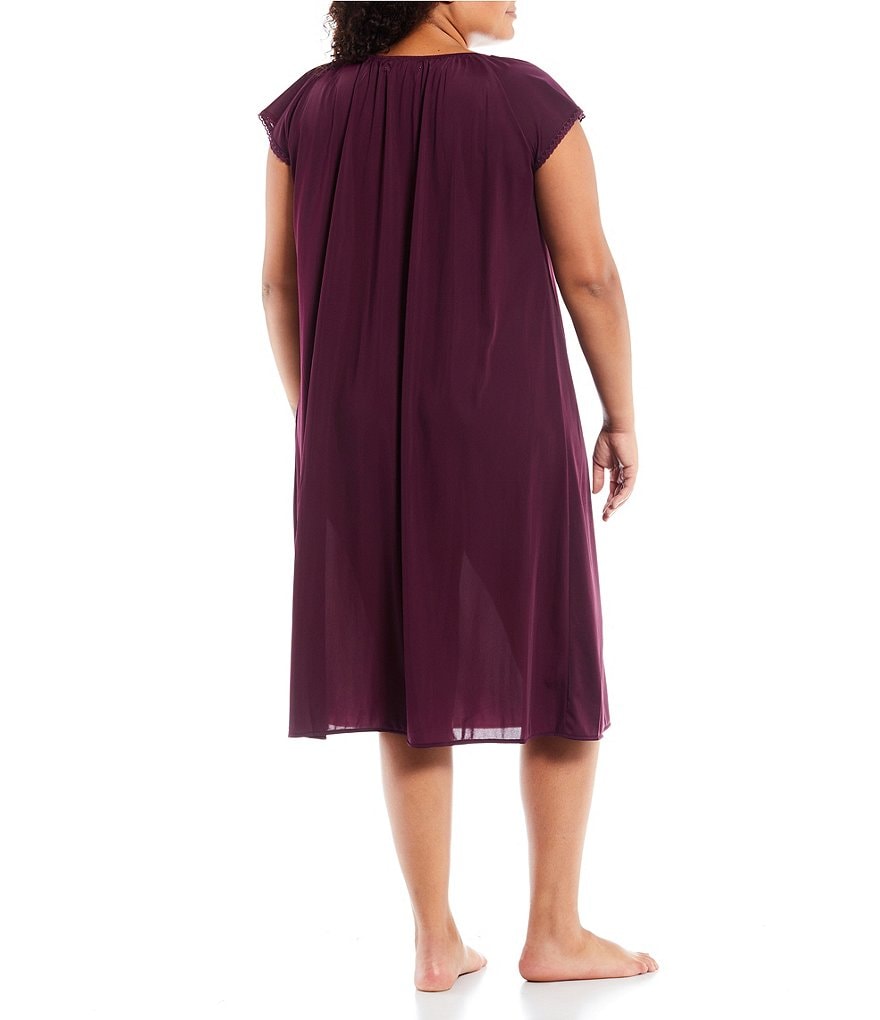 Miss Elaine Plus Embroidered Flutter Sleeve Round Neck Nightgown