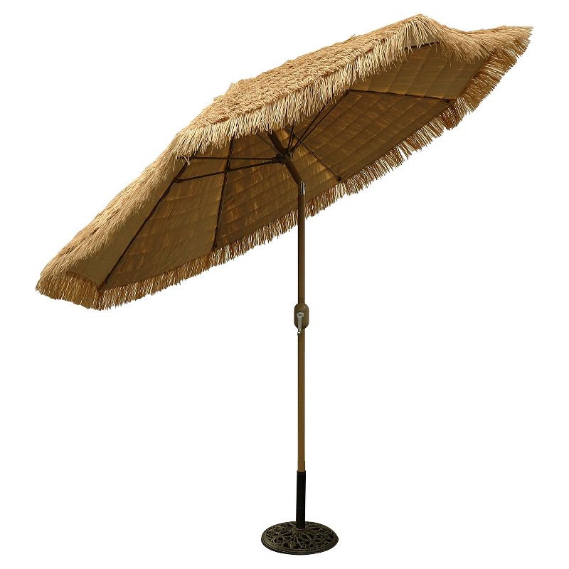 9' Round Crank Patio Umbrella - Thatch - Tropishade