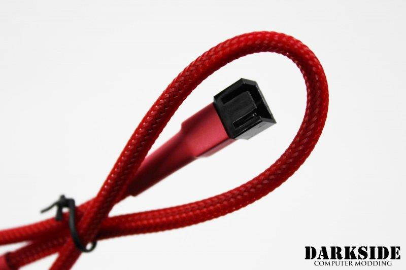 Darkside 3-Pin 30cm (12") M/F Fan Sleeved Cable - Red UV (DS-0242)