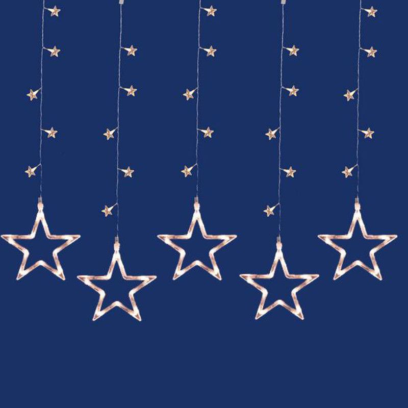 Penn 100ct LED Star Silhouette Window Curtain Christmas Lights Clear - 3.3' Clear Wire