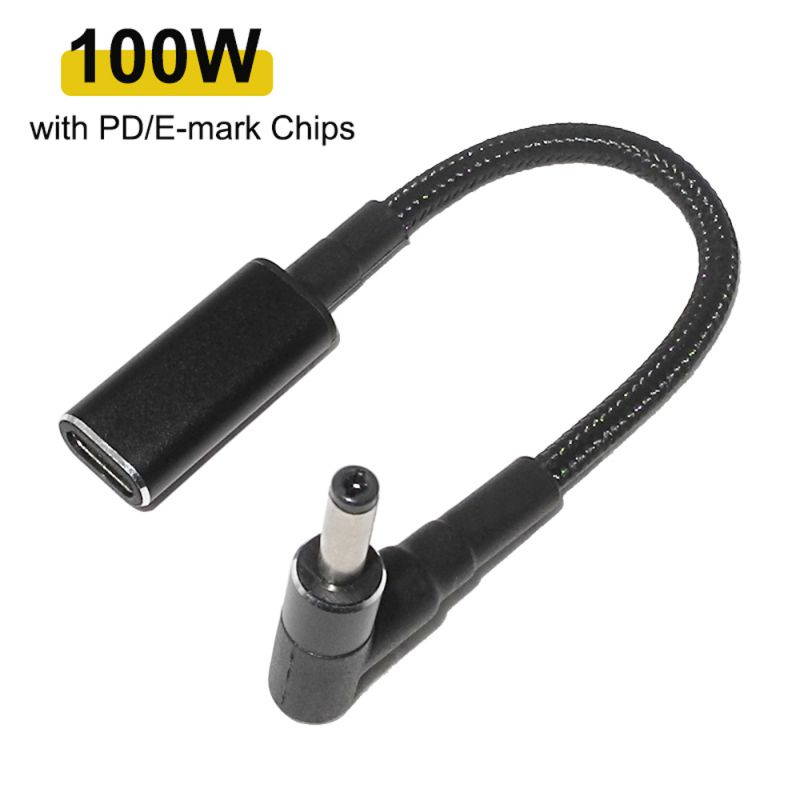 100W USB C Type-C Female to 4.0x1.7mm DC Tip PD Power Cable for Lenovo ideapad Laptops