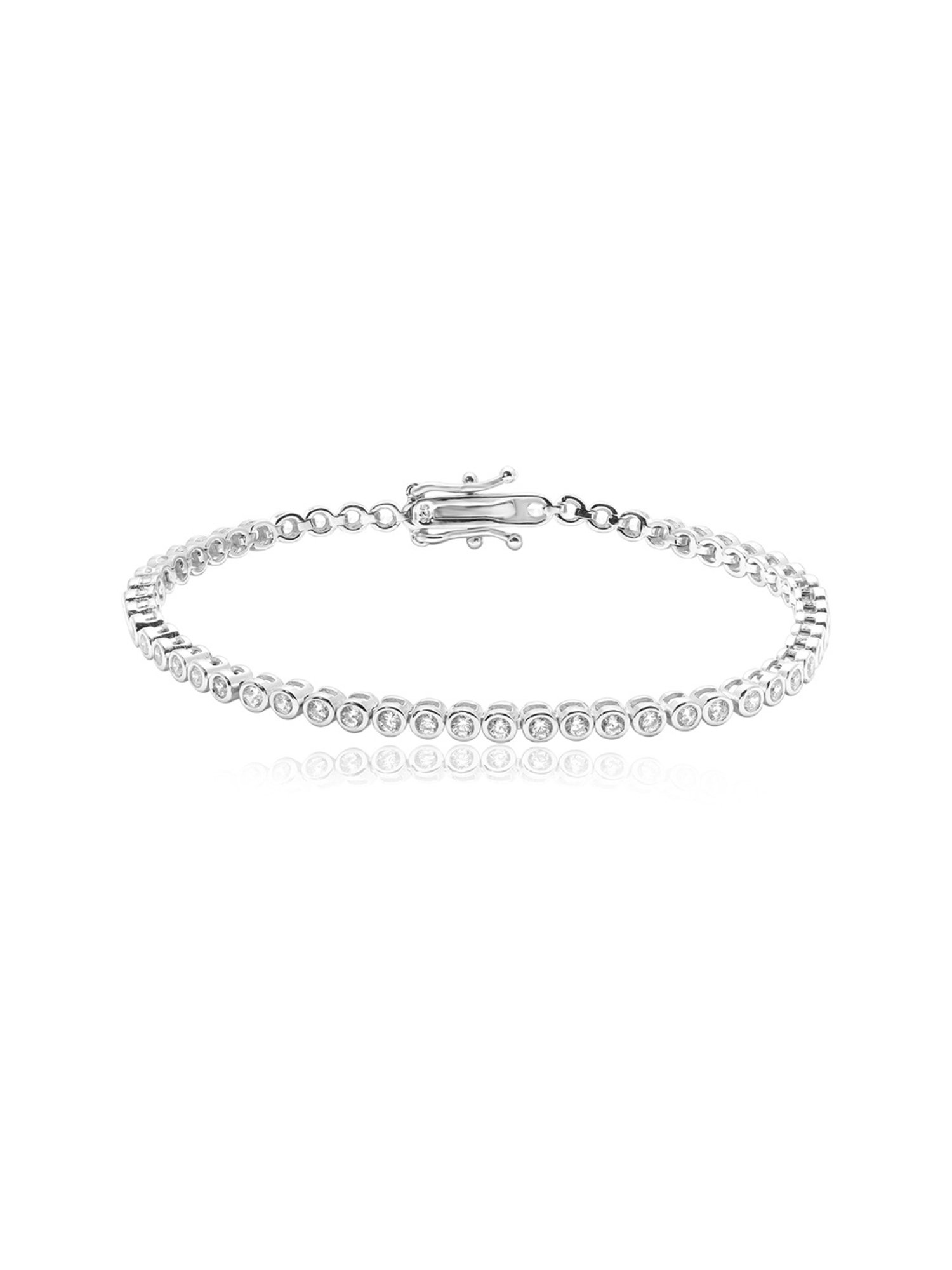 Curio Cottage 925 Silver Dainty Tennis Zirconia Studded Sterling Pull Chain Bracelet