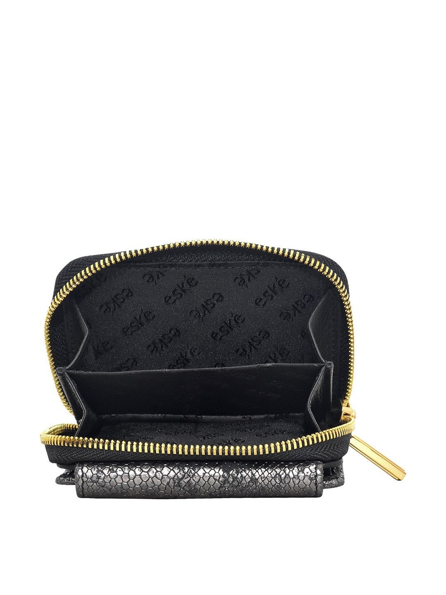 Eske Grey & Black Printed Zip Around Wallet for Women