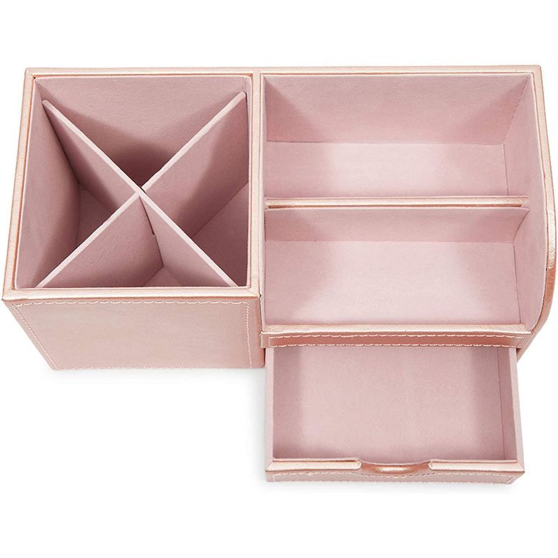 Okuna Outpost Rose Gold Pencil Holder and Desk Organizer with Pullout Drawer (8.4 x 4.1 x 4.8 Inches)