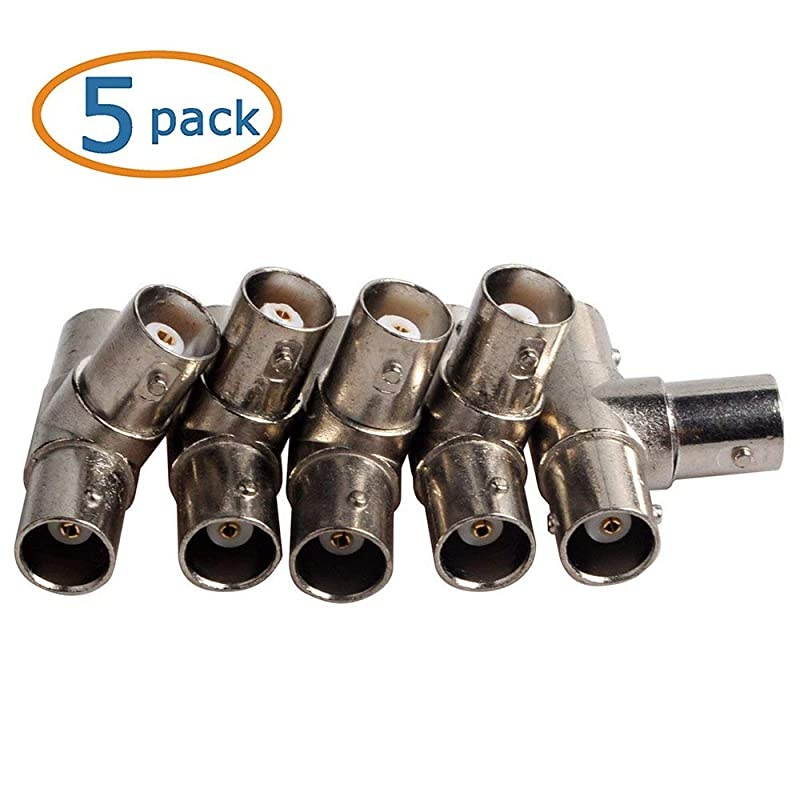 5 Pack BNC Female to Female Splitter Adapter BNC TShaped 3Way RF Coaxial Connectors