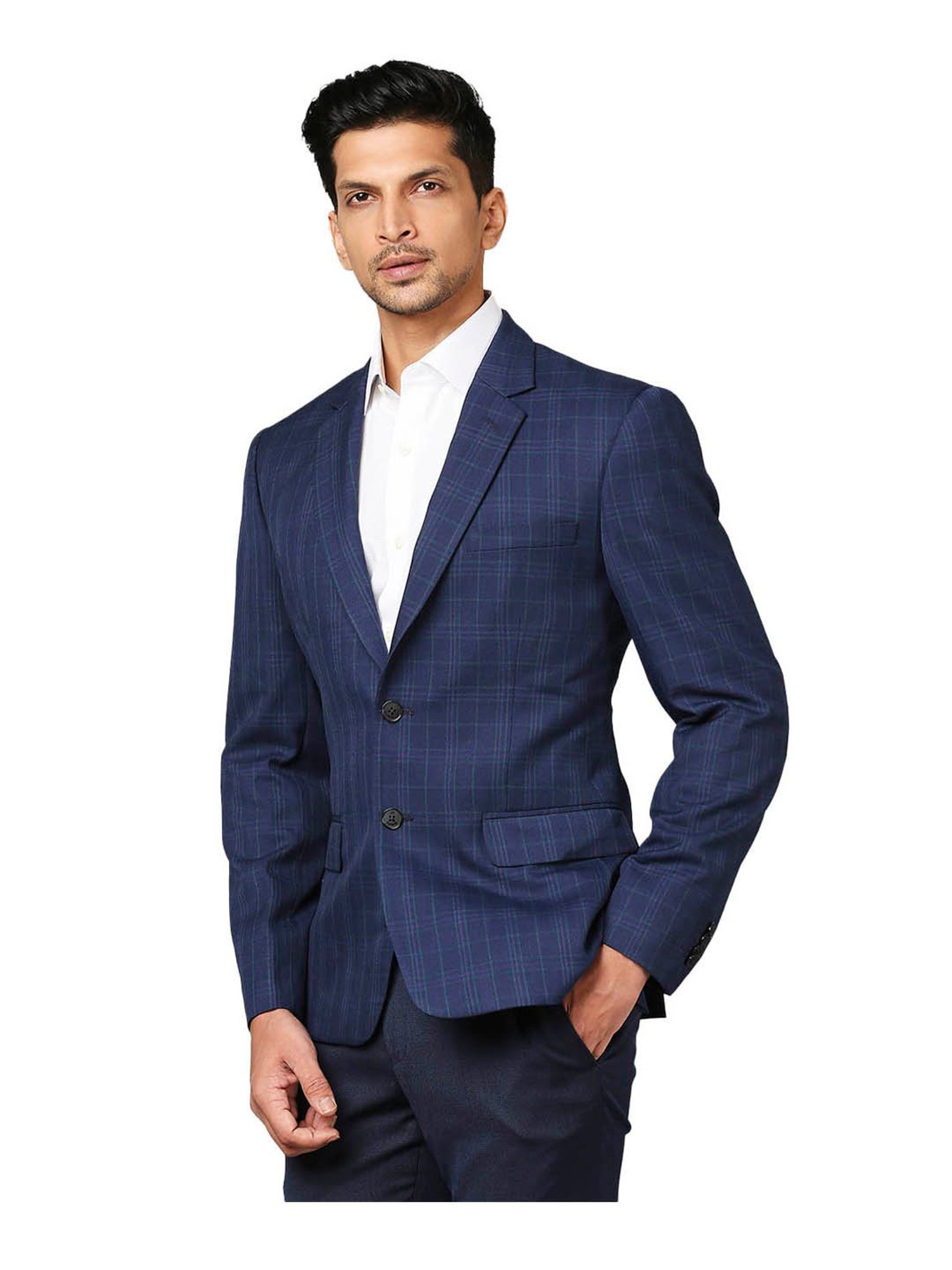 Raymond Dark Blue Checks Blazer
