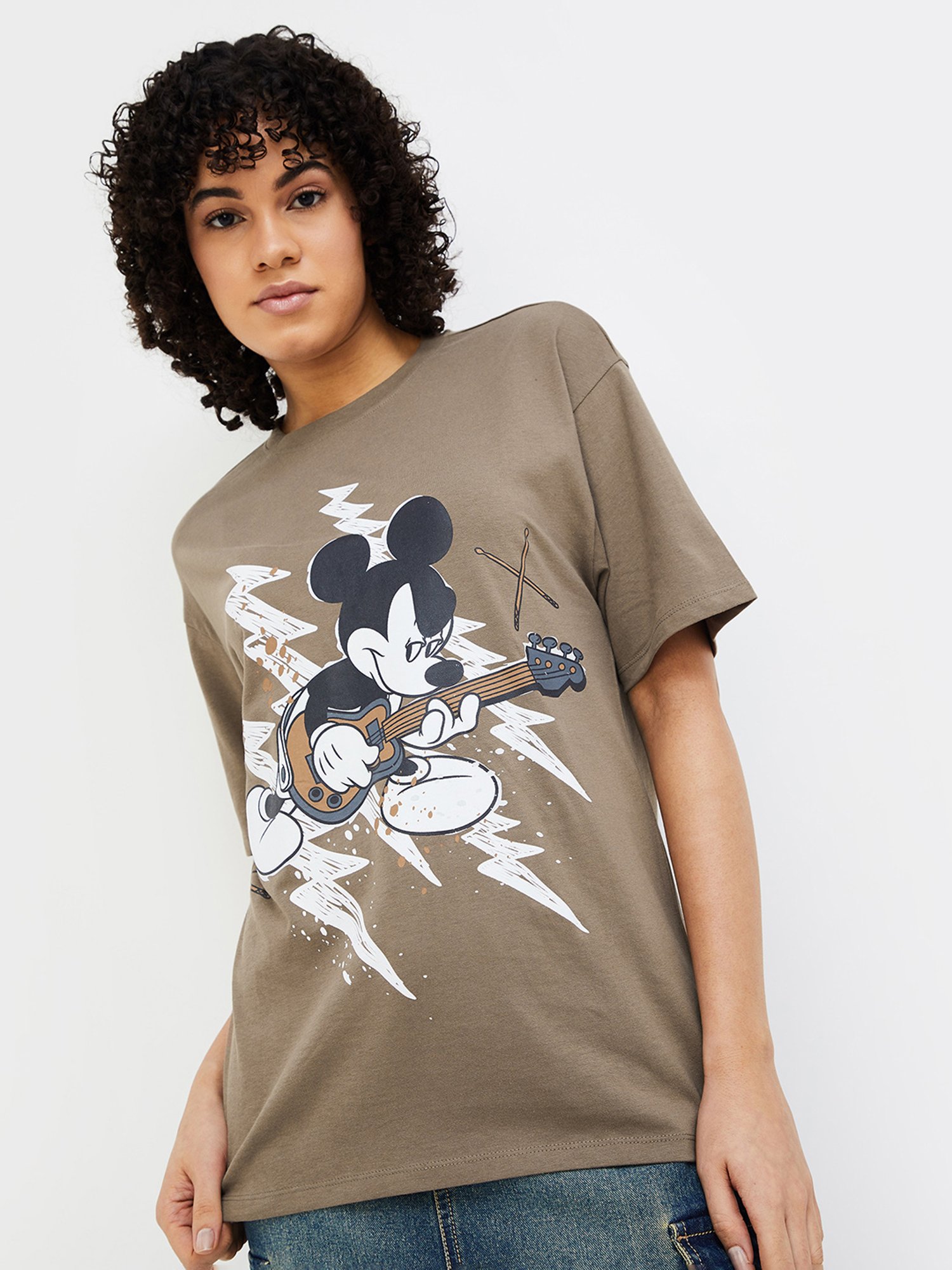 Ginger by Lifestyle Brown Printed T-Shirt