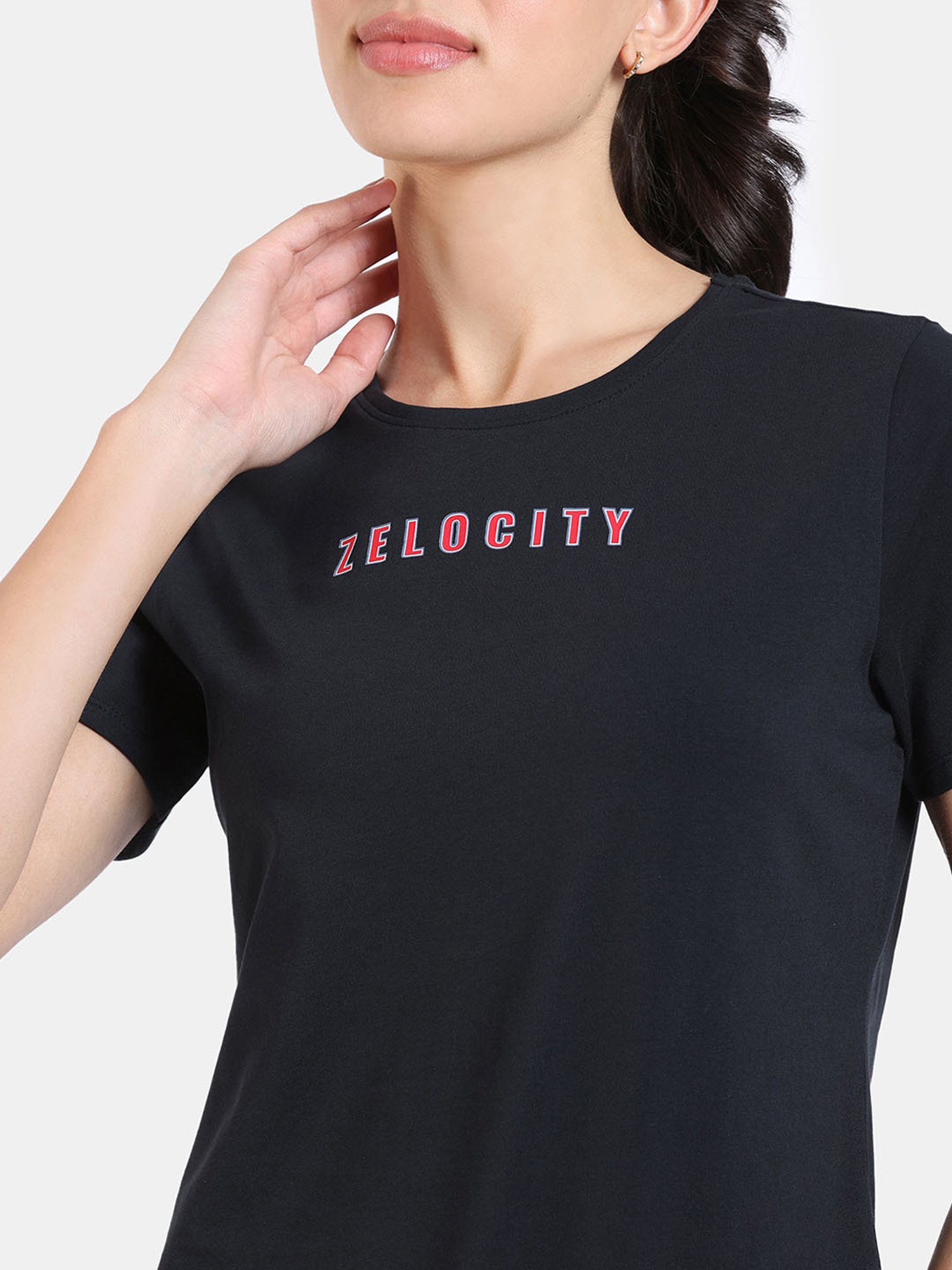 Zelocity by Zivame Black Logo Print T-Shirt